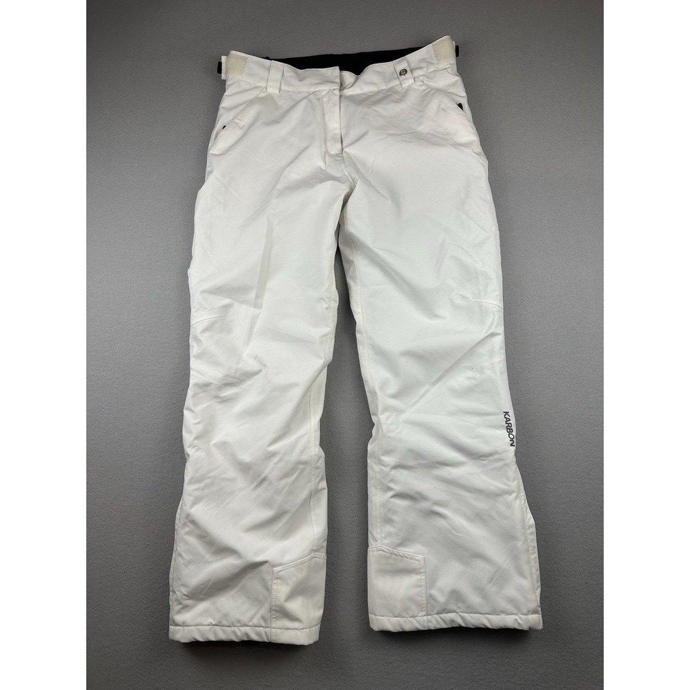 Karbon Ski Snow Pants Womens Size 8 White Insulated Waterproof Winter Snowboard